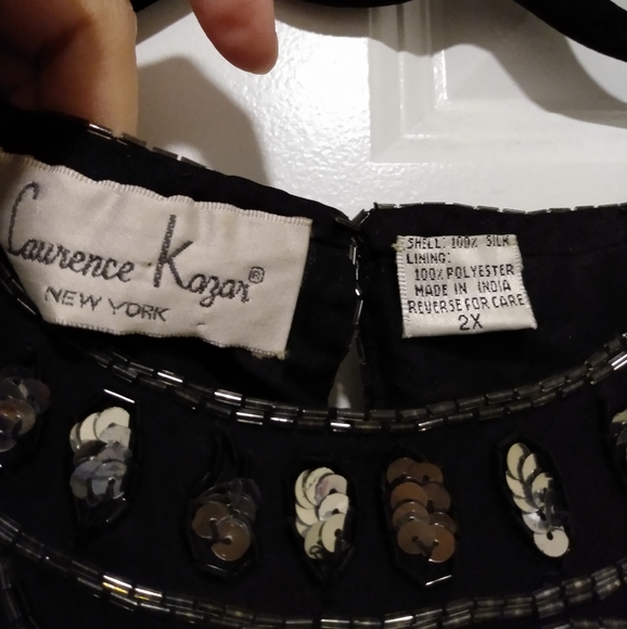 Lawrence Kazar Vintage Sequin and beaded Silk Top 2X - Picture 6 of 9